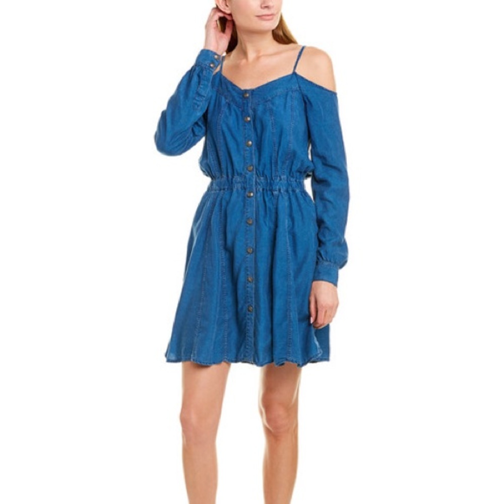 The Kooples Denim Off-Shoulder Summer A-Line Dress